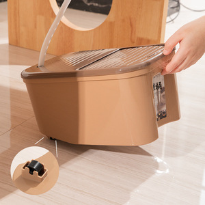 Tea Dregs Bucket With Lid Khaki <b>Sliding</b> Design Tea Ceremony Accessories Household <b>Plastic</b> Wastewater Container - Product Image 3