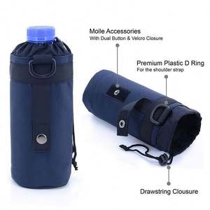 Custom Oxford Outdoor Water Bottle Cooler Holder Cycling Hiking Camping Water Bottle <b>Drawstring</b> <b>Pouch</b> with Handle - Product Image 3