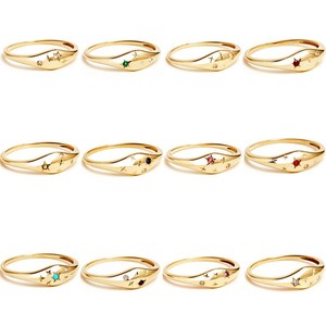 Vendita calda 18K oro placcato dolce segno zodiacale Birthstone anello zircone in acciaio inox Non appannamento donne anelli d'oro - Product Image 6