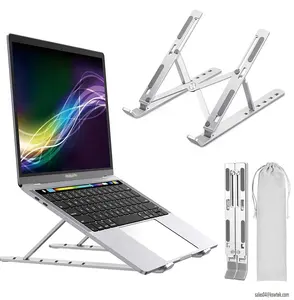 Adjustable Aluminium Portable Laptop Stand Komputer Riser dengan Desain Disipasi Panas Notebook Berdiri Meja Komputer Meja Lipat