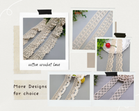 Garniture en dentelle au crochet en fil de coton fantaisie pour vêtements, accessoires de garniture en dentelle au crochet pour rideaux textiles