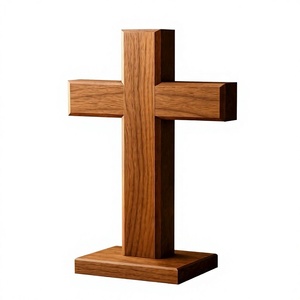 Escultura de Cruz de Madera Estilo Rústico Art Deco de AZ ENTERPRISES, Decoración para el Hogar, Sala de Estar, Tema Religioso, Material de Bambú, Lavable - Product Image 1