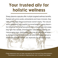 Soutien Immunitaire et Allergique : Capsules de Placenta de Mouton - Avec Zinc et Bioflavonoïdes d'Agrumes, Favorise le Système de Défense Naturel