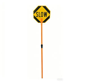 Panneaux de signalisation réfléchissants en aluminium de 12 pouces, type « Stop/Slow », enroulables, avec poignée en fer - Product Image 4