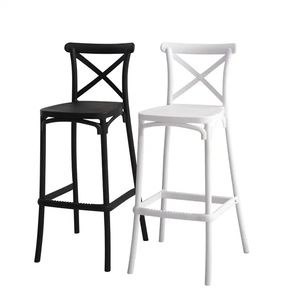 Good Quality <b>Cheap</b> Price Bistro Cafe Vintage Style X Cross Back PP Plastic Stackable Restaurant High Bar <b>Chair</b> - Product Image 2
