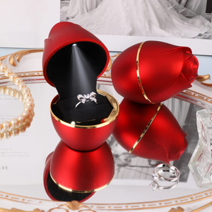 Custom Silk Printing Logo Spray Paint Plastic Velvet Jewelry <b>Box</b> Polygon <b>Ring</b> <b>Box</b> - Product Image 4