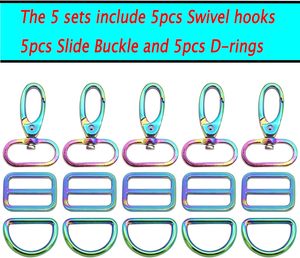Rainbow Swivel Hook Claw Clasp Mm Slide <b>Strap</b> Buckle D Ring Adjuster Buckle For Dog Collar <b>Backpack</b> Purse Hardware - Product Image 4
