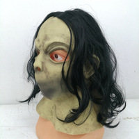 Masque de clown d'Halloween amusant, masque de clown à grande bouche avec cheveux rouges, horreur effrayante avec perruques, masque de clown tueur en latex effrayant d'anime