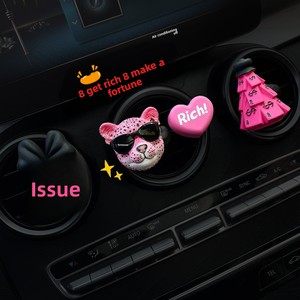 Deodorante per Auto con Clip per Bocchetta d'Aria, Design Rosa Leopardo, Albero della Fortuna, Fiocco, Diffusore di Aroma, <span class=keywords><strong>Profumo</strong></span> 8 Get Rich Fortune Design, Fragranza in Gesso - Product Image 1