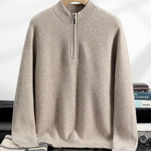 2025 ODM <strong>Men's</strong> Casual <strong>Cardigan</strong> Stand Collar Solid Pattern Winter <strong>Lined</strong> Wool <strong>Fleece</strong> 330g Knitted Regular Fit Hoodie Sweatshirt - Product Image 1