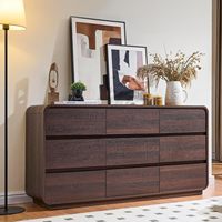 Commode double à 9 tiroirs pour salon, design moderne en bois courbé, sans poignées, éco-responsable, armoire de rangement modulaire grande capacité