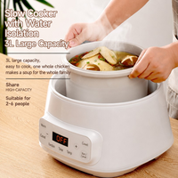 Marmite électrique en céramique 110V, cuiseur lent, pot amovible, chauffe-soupe automatique, transfrontalier