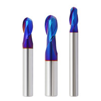 R1.5 * D3 * 6L * 50L * 2T haute qualité CNC machines-outils HRC68 revêtement Nano-bleu 2 flûte carbure de tungstène boule nez fraise en bout