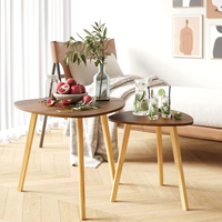 Ensemble de tables basses gigognes design moderne pour salon, finition laquée bambou, durable, facile à nettoyer, table d'appoint triangulaire 1