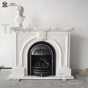 Chaînette de foyer classique en marbre victorien, manche pour salon autoportante