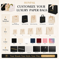 Tas Kado Kertas Mewah Custom dengan Pegangan Die Cut, Logo Dicetak, Kemasan Belanja Butik untuk Perhiasan Kosmetik HONPAK