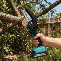 Scie à chaîne portable 4 pouces 20V rechargeable avec moteur sans balais, mini-tronçonneuse manuelle, outil de coupe de bois, largeur de coupe maximale 8cm, rapide