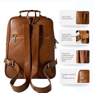Genuine Leather Luxury <b>Backpack</b> Multi-functional <b>Backpack</b> for Travel Leisure with Laptop Compartment - Product Image 6