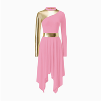 Robe longue de danse de louange populaire pour adulte, à manches longues métalliques, tenue de scène lyrique pour femme, robe de performance de danse