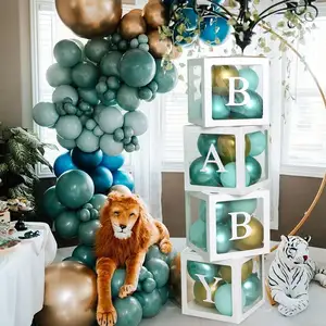 Transparent Letter Baby Shower Box Birthday Wedding Custom Name Balloon Box For Birthday Party Decorations Kids Baby Shower Girl