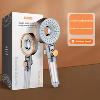 Robinet de salle de bain mural moderne coréen à 3 fonctions avec filtration d'eau, finition chromée en plastique ABS, effet pluie, à main et à fixation murale
