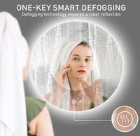 Miroir de salle de bain rond à LED avec capteur tactile et luminosité réglable, miroir éclairé mural