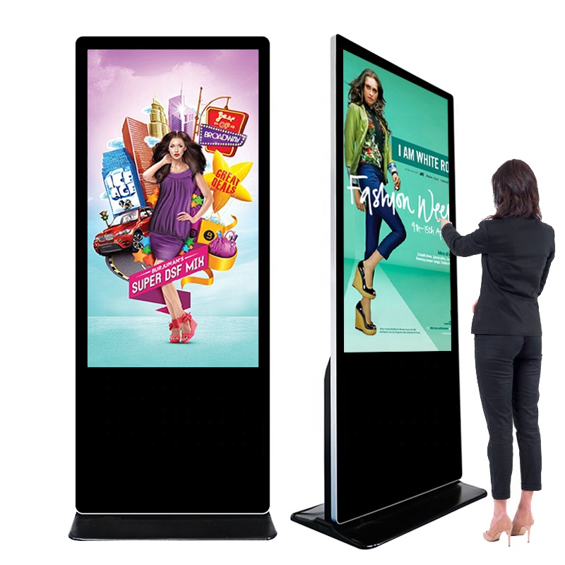 Custom Screen Indoor LCD Advertising Kiosk Vertical Player Display Screen Standing Touch Capacitive Interactive Floor Kiosk