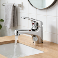 Nouveau design Robinet de lavabo à poser poli en alliage de zinc, mitigeur monocommande eau froide et chaude pour salle de bain