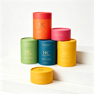 Luxury Gold Foil Custom Rigid Cardboard <b>Round</b> Cylinder <b>Box</b> for Skincare Cosmetic Beauty Packaging Custom Logo OEM Factory - Product Image 2