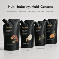 Pochette souple noire mate personnalisée avec bec verseur 600 ml, emballage autoportant pour café, gommage corporel, liquide, jus, soins de la peau et cosmétiques