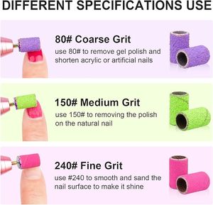 210 Piezas de Bandas de Lijado para Uñas de Diferentes Granos (Grueso y Fino) para Taladro de Uñas # 80 # 150 # Juego de 240 granos de abrasivos con mandril y caja de almacenamiento portátil - Product Image 3