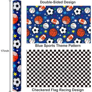 Baseball <b>Wrapping</b> <b>Paper</b> Roll 23.4 Square Feet Reversible Sports Design For Boys Birthday Gift Wrap Craft Use - Product Image 3
