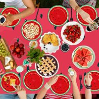 Articles de fête Pastèque : Assiettes, serviettes et nappes pour anniversaire d'été ou baby shower sur le thème de la pastèque