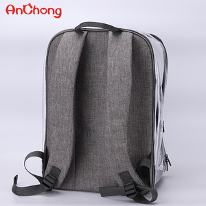 AnChong Transparent Pet <b>Backpack</b> Breathable Portable Carrier for Small Pets <b>Cats</b> Dogs Grey Minimalist Style - Product Image 4