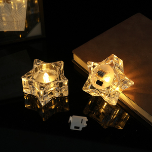 Bougies chauffe-plat LED en cristal transparent aux formes variées, Cœur, É<span class=keywords><strong>toile</strong></span>, Carré, sans flamme, effet scintillant, pour mariage, Saint-Valentin, fête - Product Image 4