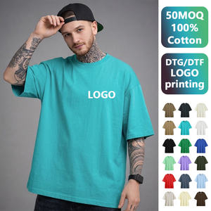 Fournisseur de premier plan, personnalisation rapide, T-shirts pour hommes en coton peigné 280g, impression numérique DTG/DTF, T-shirts pour hommes à impression numérique, T-shirt oversize - Product Image 1