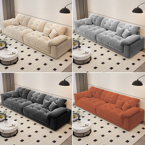 Ensemble de canapé nuage de style crème italien tissu modulaire convertible confortable avec coussins en peluche pour villa appartement salon - Product Image 4