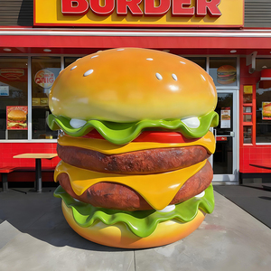 Escultura Gigante de Hamburguesa de Fibra de Vidrio, Estatua de Hamburguesa Grande para Exhibición en Exteriores, Escultura Comercial de Comida - Product Image 2