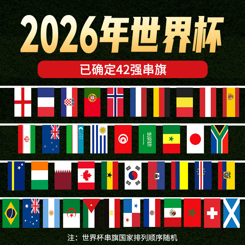 Top 42 banderas de la Copa del Mundo-13m-14*21cm