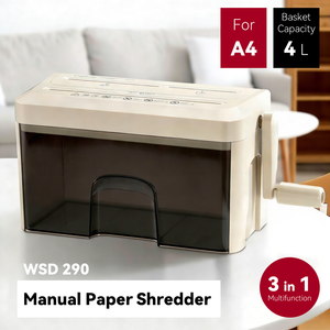 Déchiqueteuse manuelle de bureau à micro-coupe beige, poubelle de 4 <span class=keywords><strong>litres</strong></span>, protection des informations personnelles, carte, CD - Product Image 2