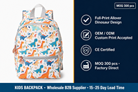 Sac à dos d'école pour enfants personnalisé avec motif de dinosaure de dessin animé, sac d'école maternelle mignon pour tout-petits, sac léger pour garçons, OEM prêt à être expédié