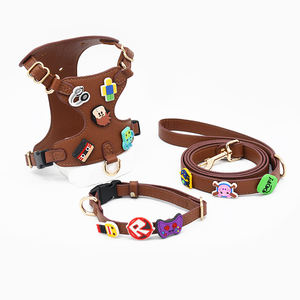 カスタマイズされたエレガントで豪華なソフトレザーDLY犬用ハーネスPVCかわいいバックルとリーシュセット高級ペットチェストアクセサリー - Product Image 2