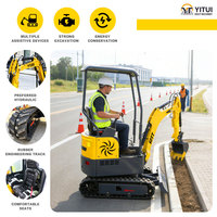 Livraison Gratuite Mini-Excavatrice de 1,5 Tonne, Modèle le Plus Vendu, Moteur Kubota, Petite Excavatrice sur Chenilles pour Usage Familial, Godet Certifié CE