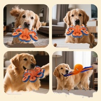 Jouet en peluche couineur pour chien Octopus, jouet à mâcher durable pour animaux de compagnie, jouet interactif en peluche pour chiens de grande, moyenne et petite taille