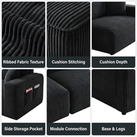 Modernes, wandelbares, vakuumkomprimiertes, modulares 3-teiliges Chenille-Würfelsofa, L-förmiges Lazy Cloud Ecksofa für das Wohnzimmer
