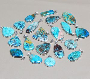 สร้อยคอจี้คริสโซโคลลาทำด้วยมือธรรมชาติสำหรับผู้หญิงเครื่องประดับกรอบคริสตัลหรูหรา - Product Image 2