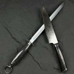 Aiguiseur de couteaux ovale en acier à haute teneur en carbone de 12 pouces personnalisable <span class=keywords><strong>Couteau</strong></span> à aiguiser le bâton à grain fin du chef de <span class=keywords><strong>boucher</strong></span> - Product Image 2
