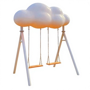Manège balançoire nuage blanc de haute qualité en plastique pour 2 personnes, pour parcs d'attractions intérieurs/extérieurs, pour enfants, à vendre - Product Image 1