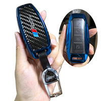 Étui de protection pour clé de voiture en fibre de carbone véritable et alliage de zinc avec placage noir sous vide compatible avec le modèle BYD B
