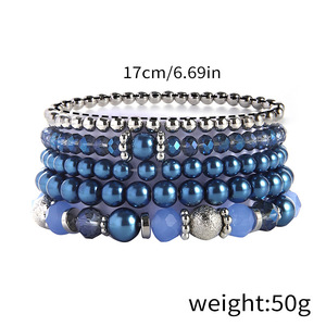 Multi Strand <b>Bracelet</b> Imitation Pearl Elastic Rope <b>Crystal</b> Jewelry Unisex Fashion Beaded <b>Bracelets</b> - Product Image 4